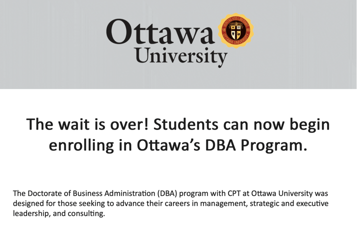 中部CPT学校Ottawa University的DBA项目正式通过SEVP认证! — 野火教育